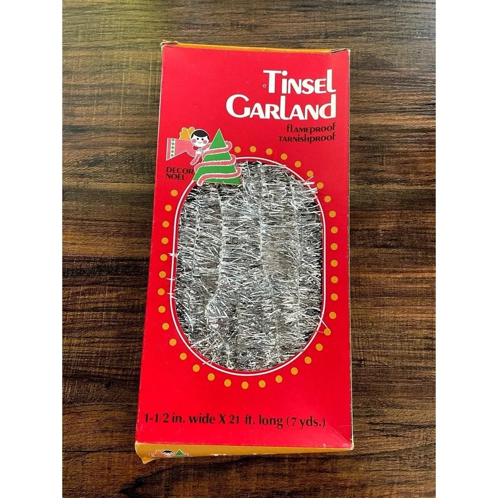 Vintage Christmas Lot Tinsel Garland Metallic Stretch Cord Ribbon Red Tree Bows